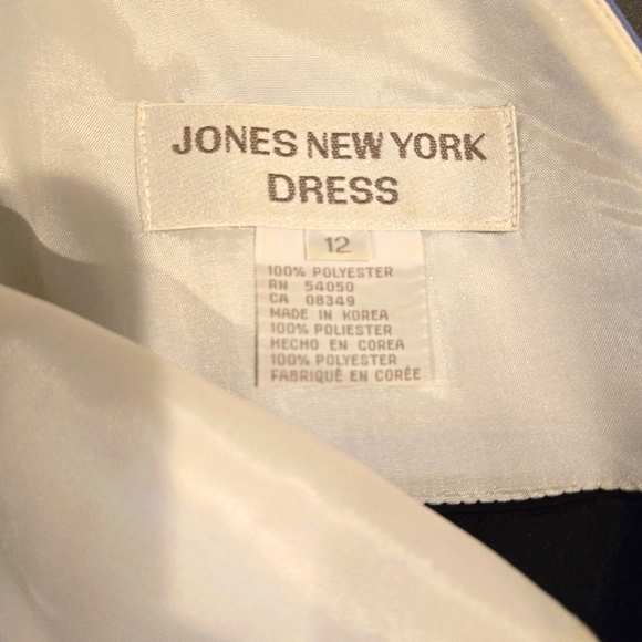 Classic Jones of New York Blue, White, Black Sheath Dress, Size 12 - Picture 7 of 7
